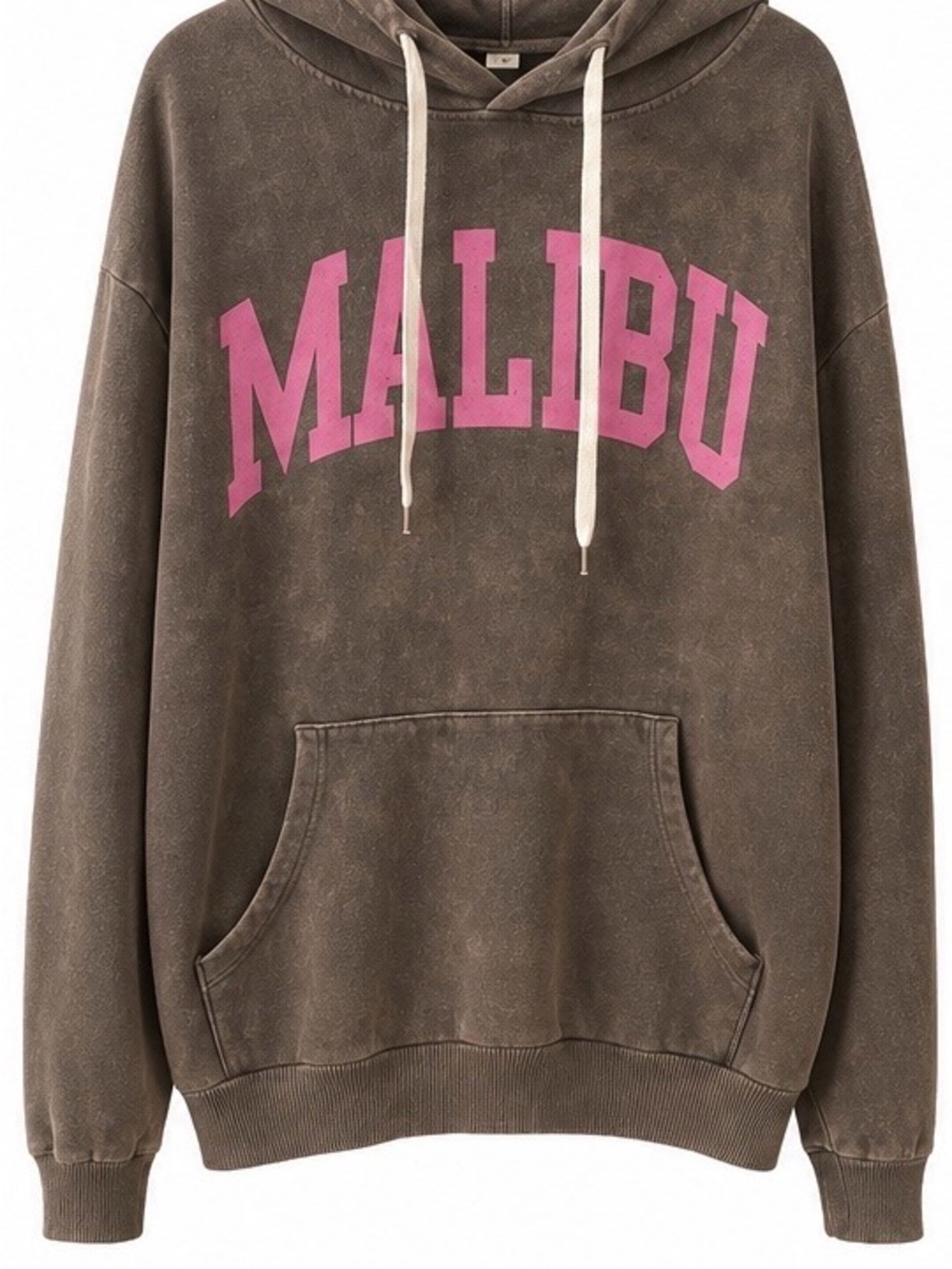 Malibu Graphic Hoodie in Pink on Washed Brown